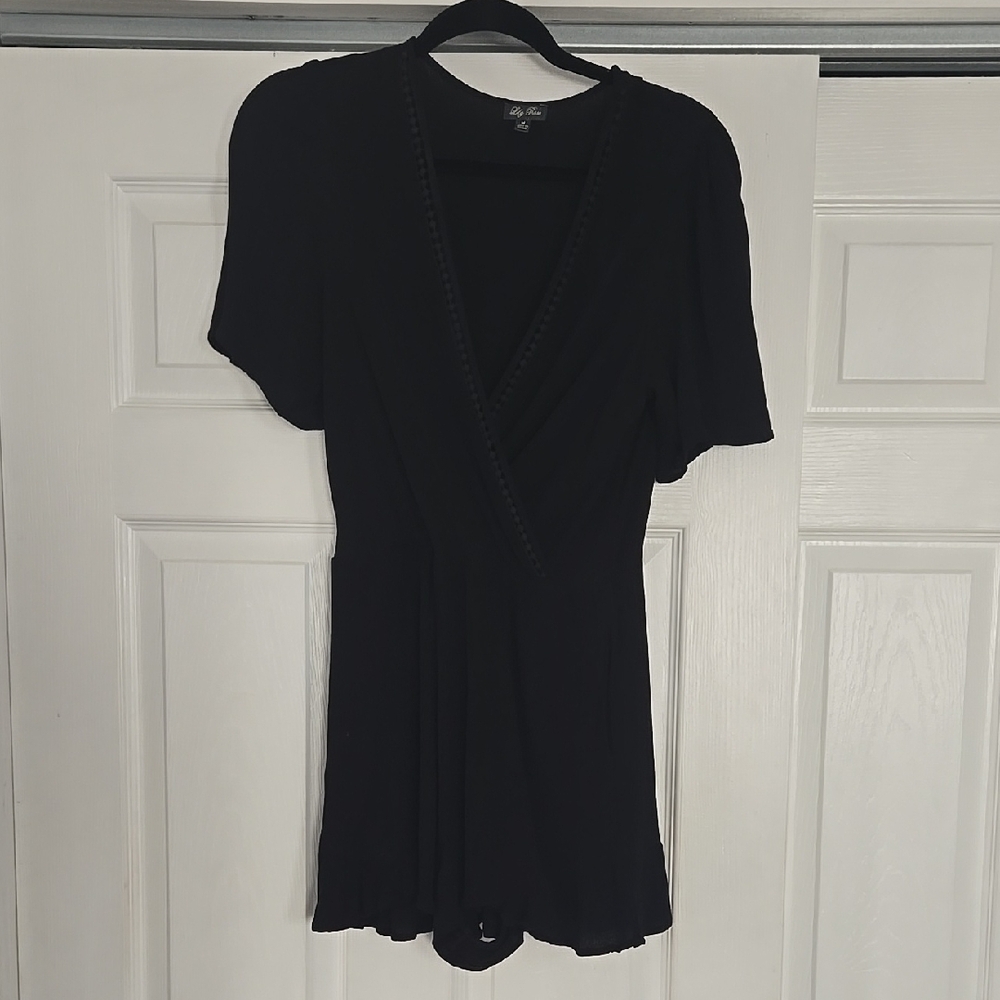 Stylish Black Wrap Romper shorts